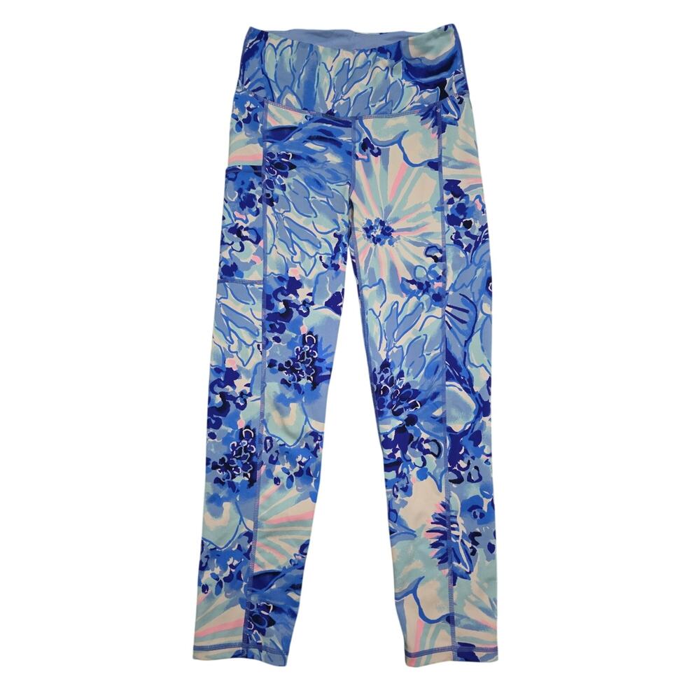 Lilly Pulitzer Luxletic High Rise Catch N Keep Coastal Blue Leggings Size Small